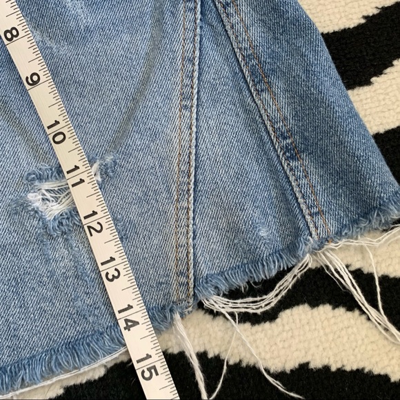 Free People We The Free Harvey Distressed Denim Mini Skirt Exposed Button Fly 26 - Picture 12 of 13